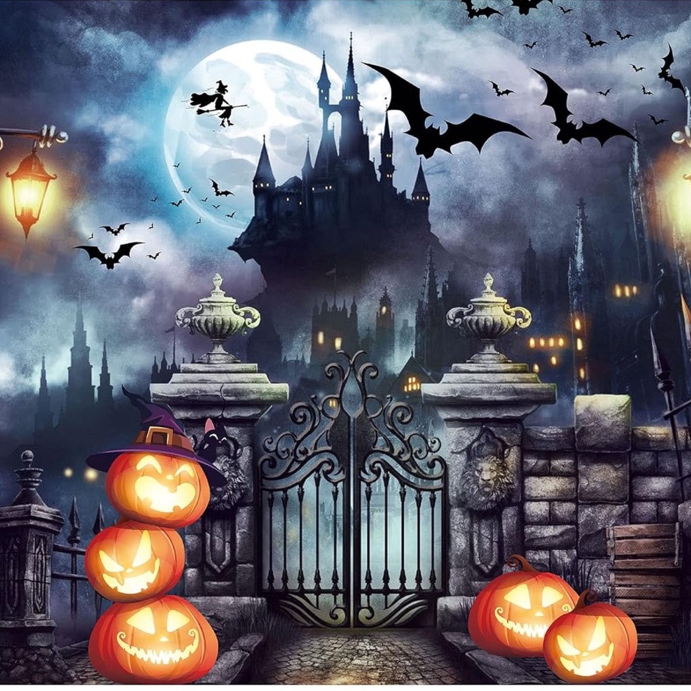 Halloween Castle Scene Tapestry